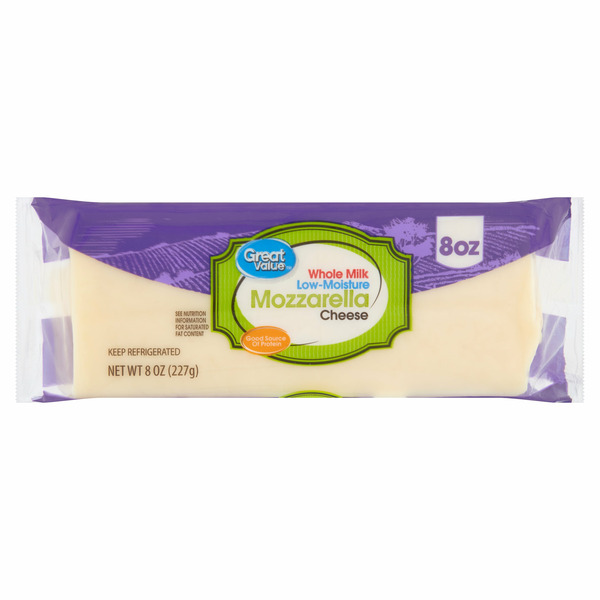 Great Value Mozzarella Block, Whole Milk, Low Moisture