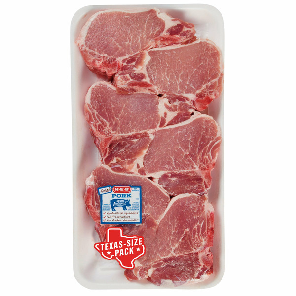 H-E-B Bone-in Center Cut Pork Chops, Thick Cut - Texas-Size Pack