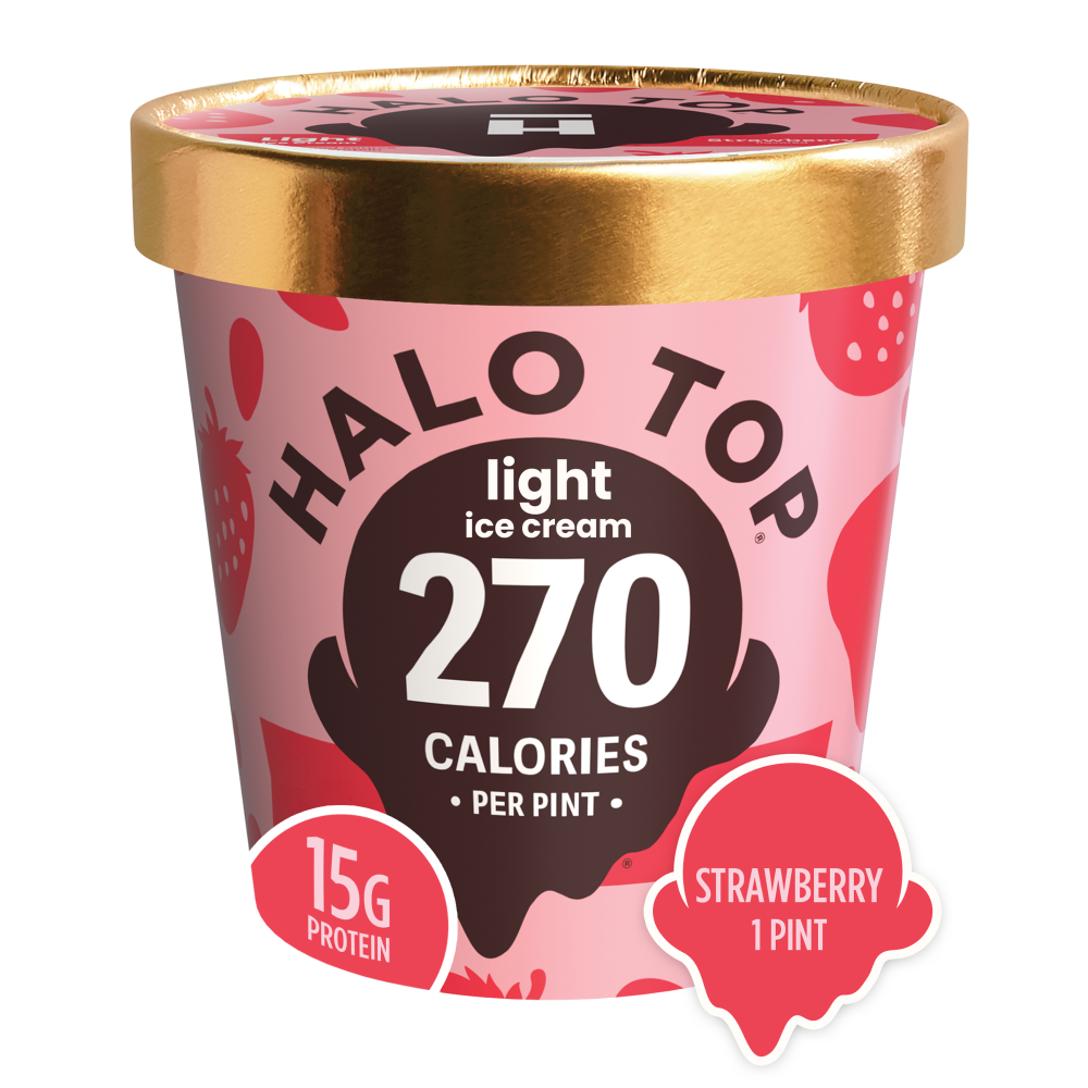 Halo Top Ice Cream, Light, Strawberry Flavored