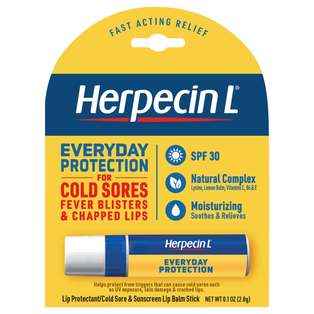 Herpecin L Lip Balm Stick SPF 30 Cold Sore Sun & Fever Blisters and Chapped Lips Relief, 1 Ounce Tube