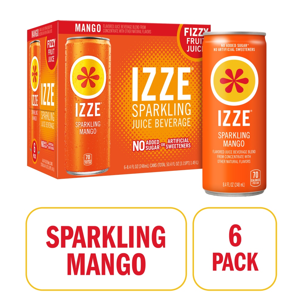IZZE No Sugar Added Mango Sparkling Juice Beverage Blend