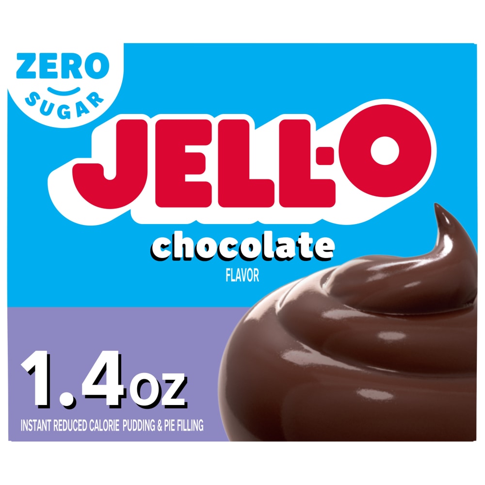 Jell-O Chocolate Flavor Zero Sugar Instant Reduced Calorie Pudding & Pie Filling Mix, Box
