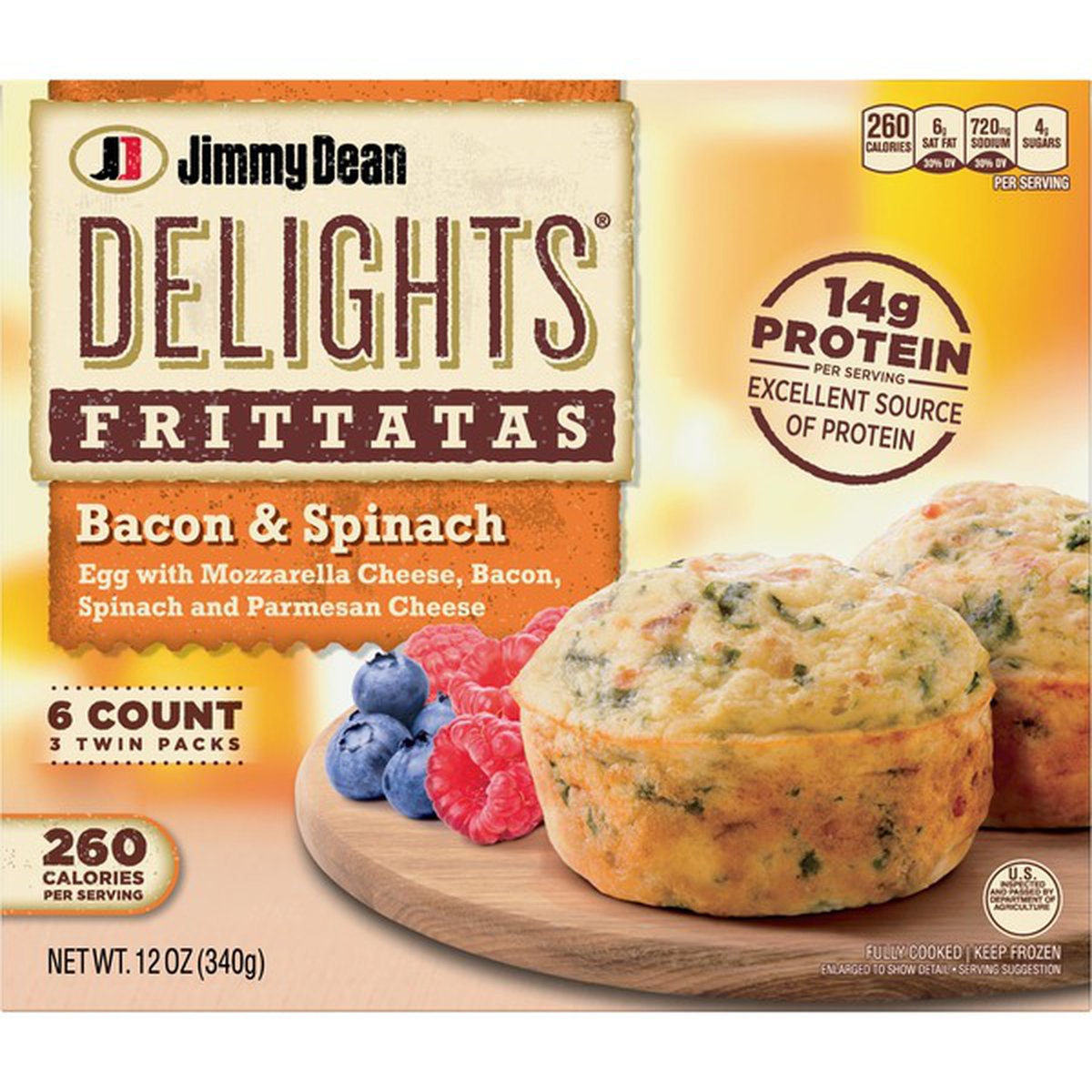 Jimmy Dean Delights® Bacon and Spinach Frozen Breakfast Frittatas