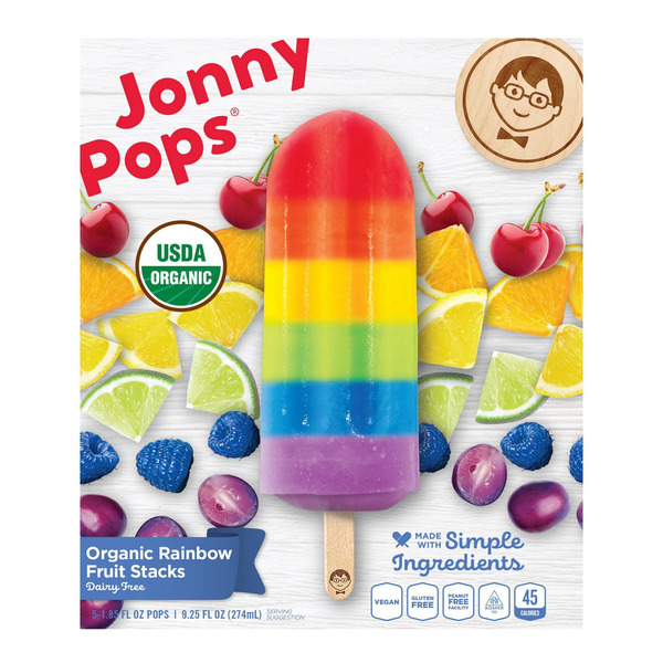 JonnyPops Fruit Stacks, Dairy Free, Organic Rainbow