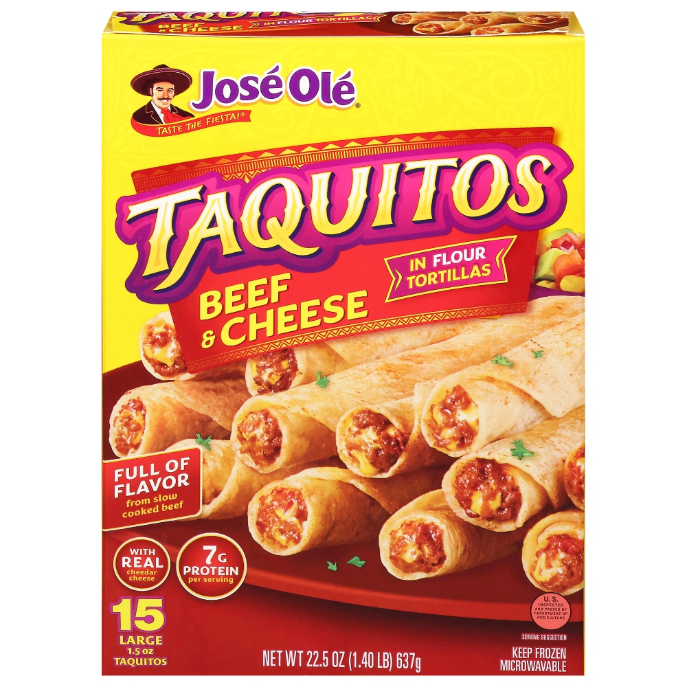 Jose Ole Frozen Mexican Food Taquitos Steak & Cheese Flour Tortillas