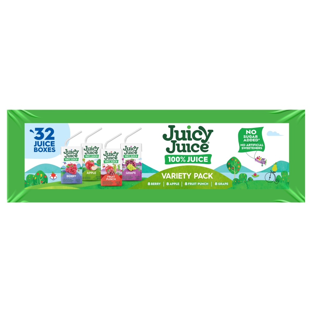 Juicy Juice Fruit Juice Boxes Variety Pack, 100% Juice, 32 Count