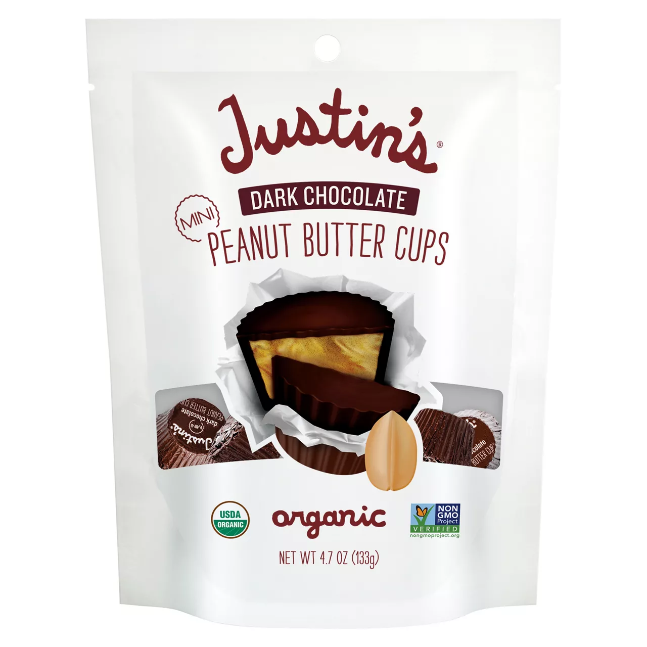 Justin's Organic Mini Dark Chocolate Peanut Butter Cups Bag
