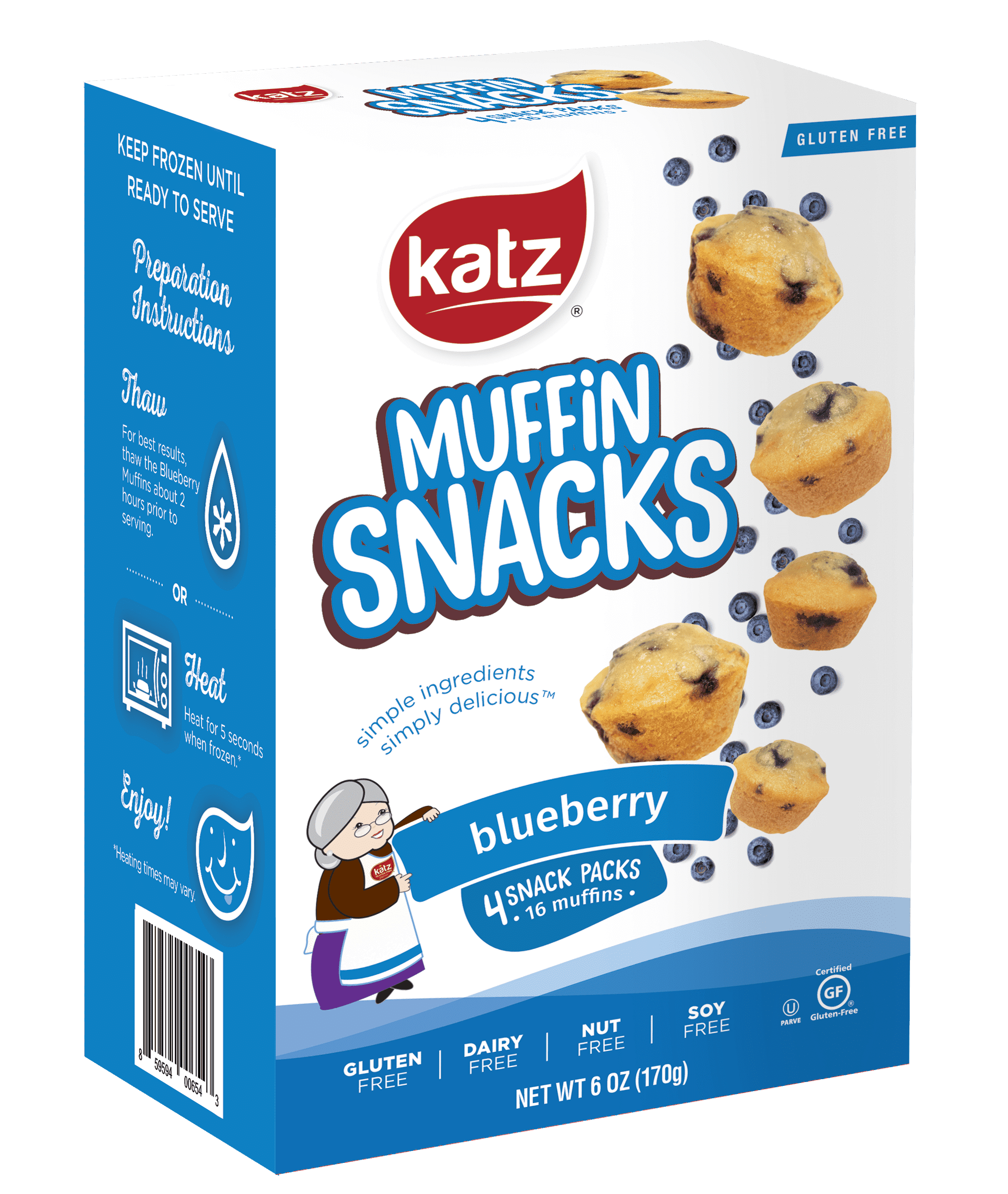Katz Gluten Free Muffin Snacks - Blueberry