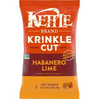 Kettle Brand Potato Chips, Krinkle Cut, Habanero Lime Kettle Chips