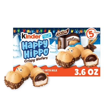 Kinder Happy Hippo Crispy Wafers with Milk and Cocoa Filling Great for Stocking Stuffer 5 Count
