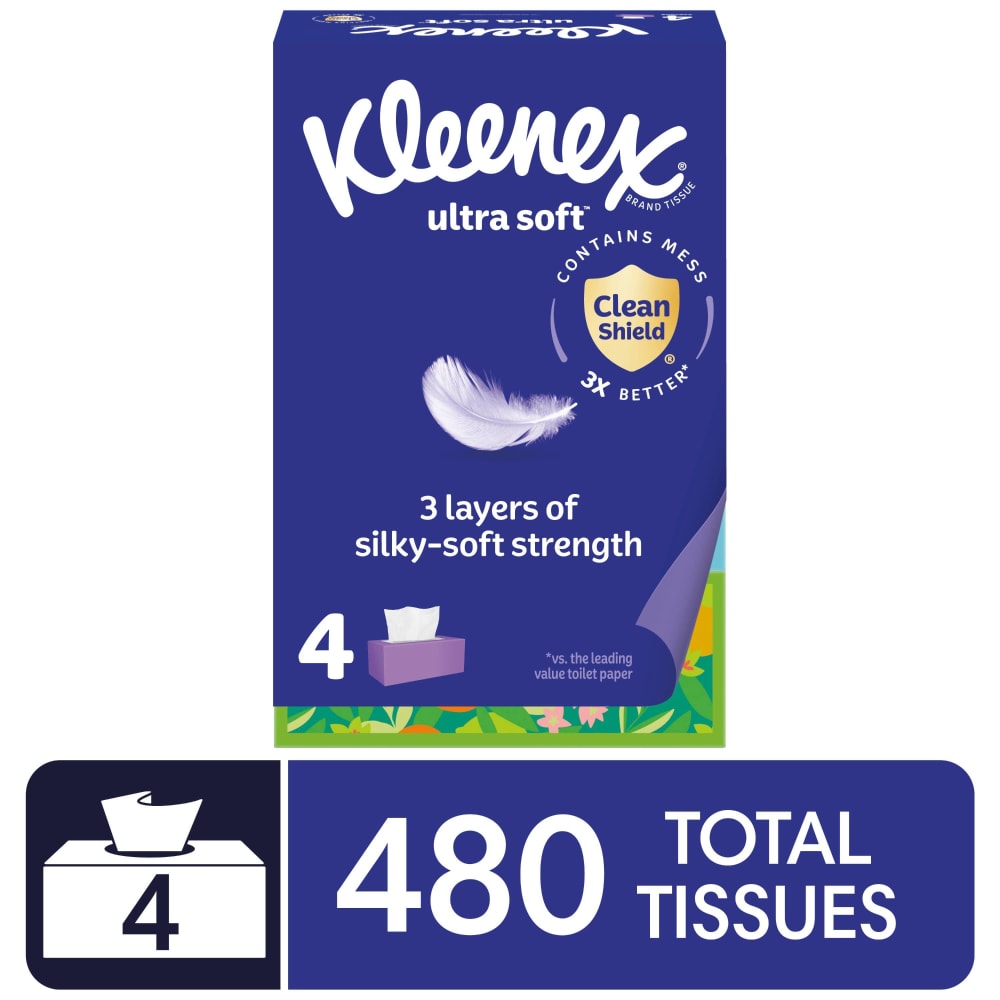 Kleenex Ultra Soft Facial Tissues Flat Boxes 3 Ply