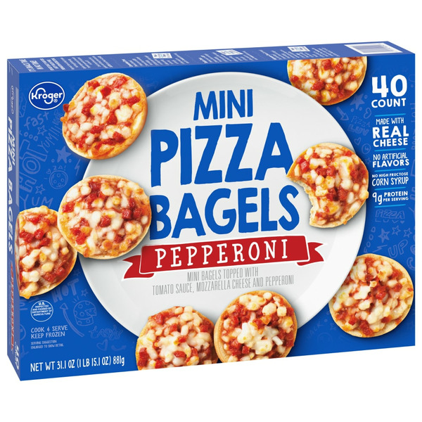 Mini Bagels Topped With Tomato Sauce, Mozzarella Cheese And Pepperoni