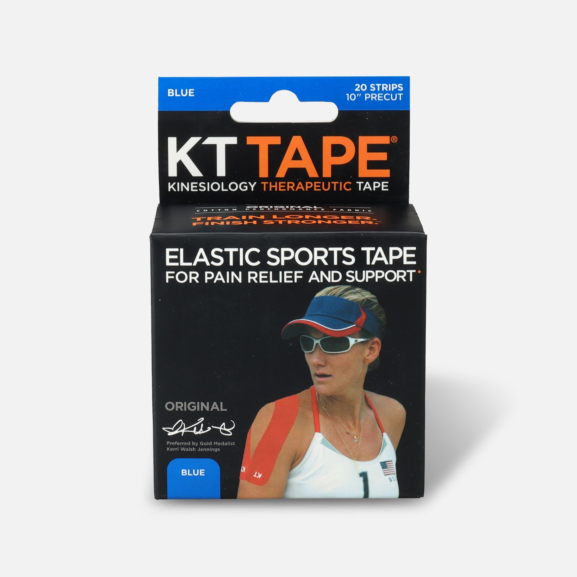 KT Tape Original Kinesiology Therapeutic Precut Tape Strips, Blue, 20 count