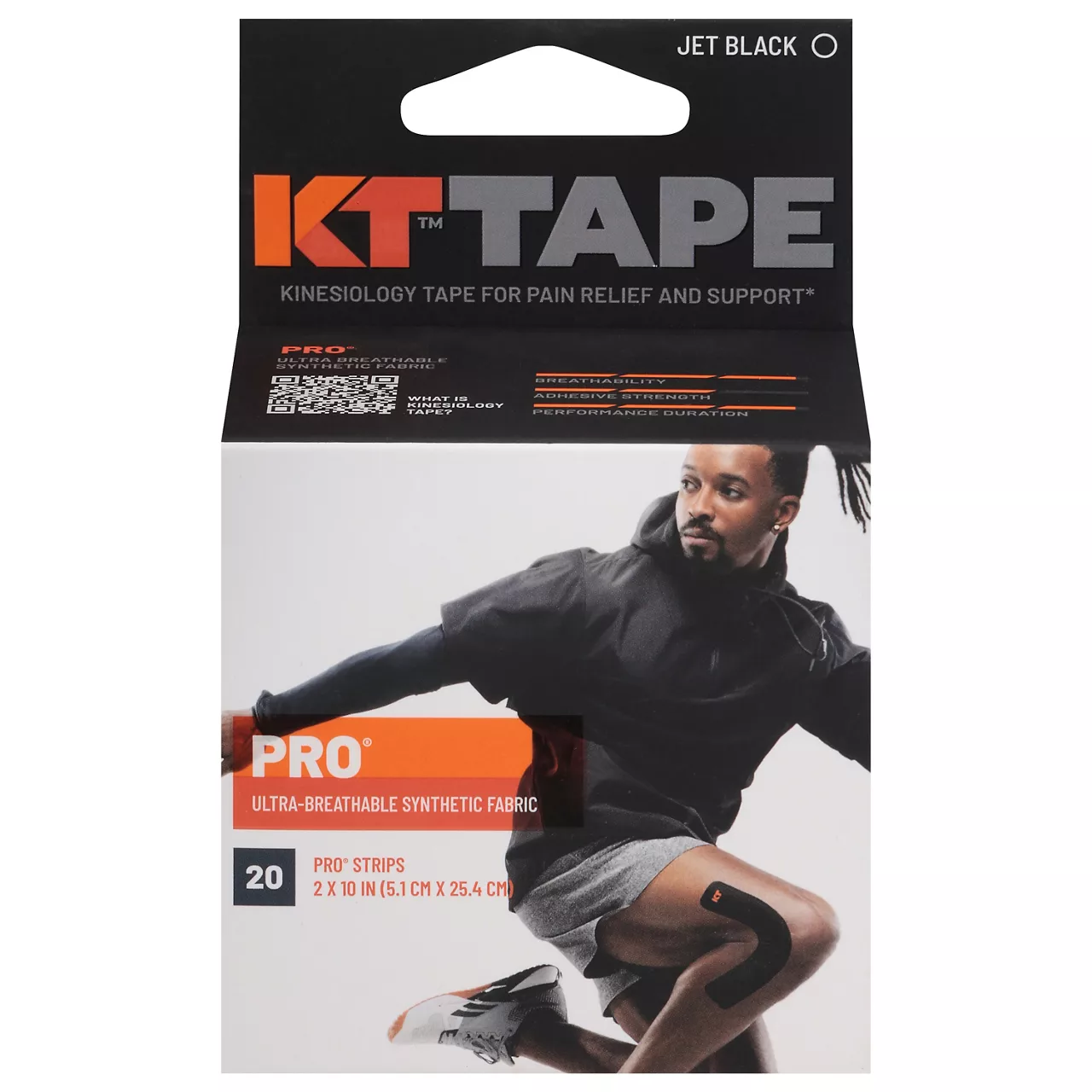 KT Tape Pro Precut Strips, Jet Black - 20 CT