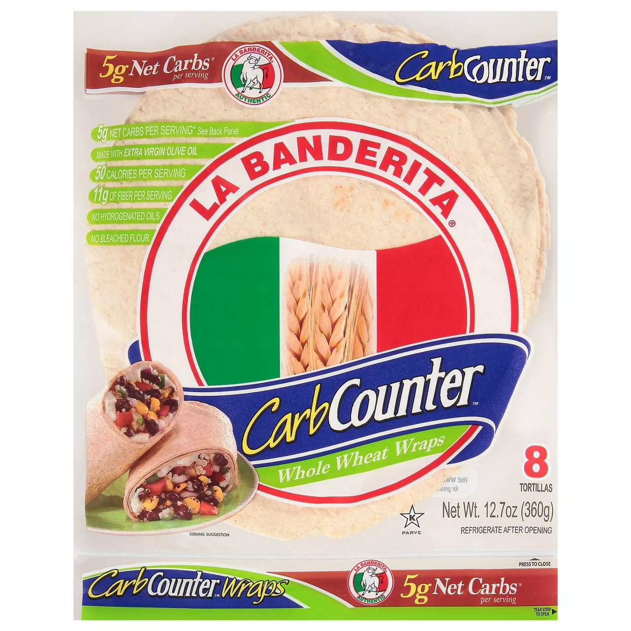La Banderita Carb Counter Whole Wheat Keto Friendly Tortilla Wraps