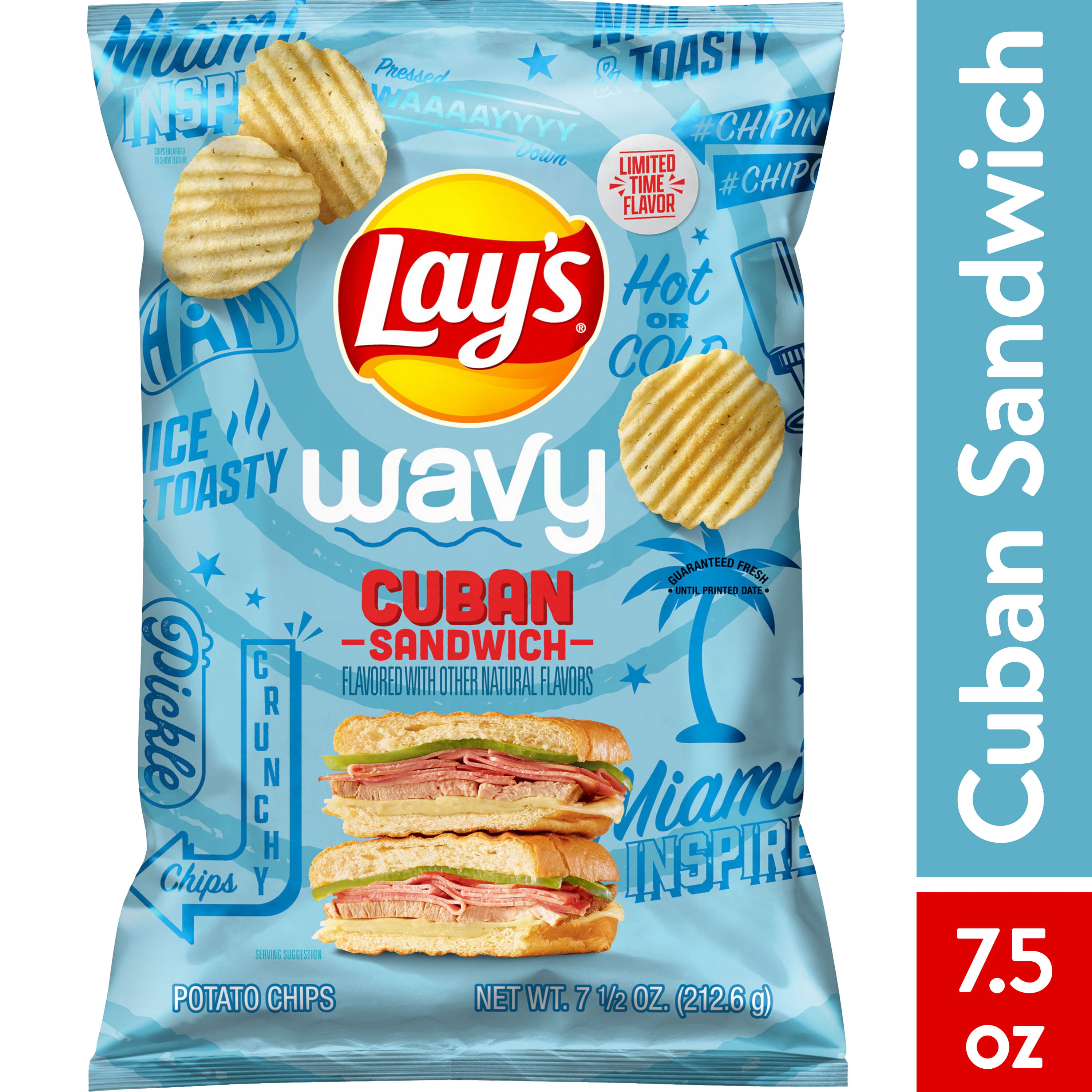 Lays Cuban Sandwich Wavy Potato Chips 