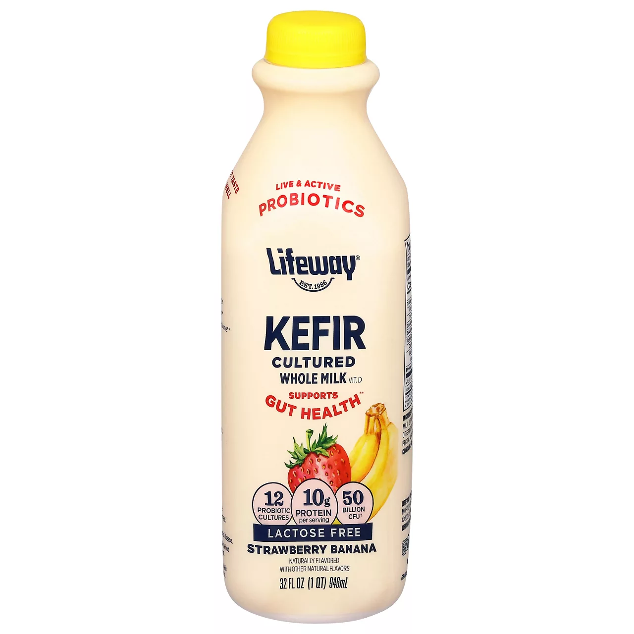 Lifeway Lactose Free Cultured Whole Milk Strawberry Banana Kefir