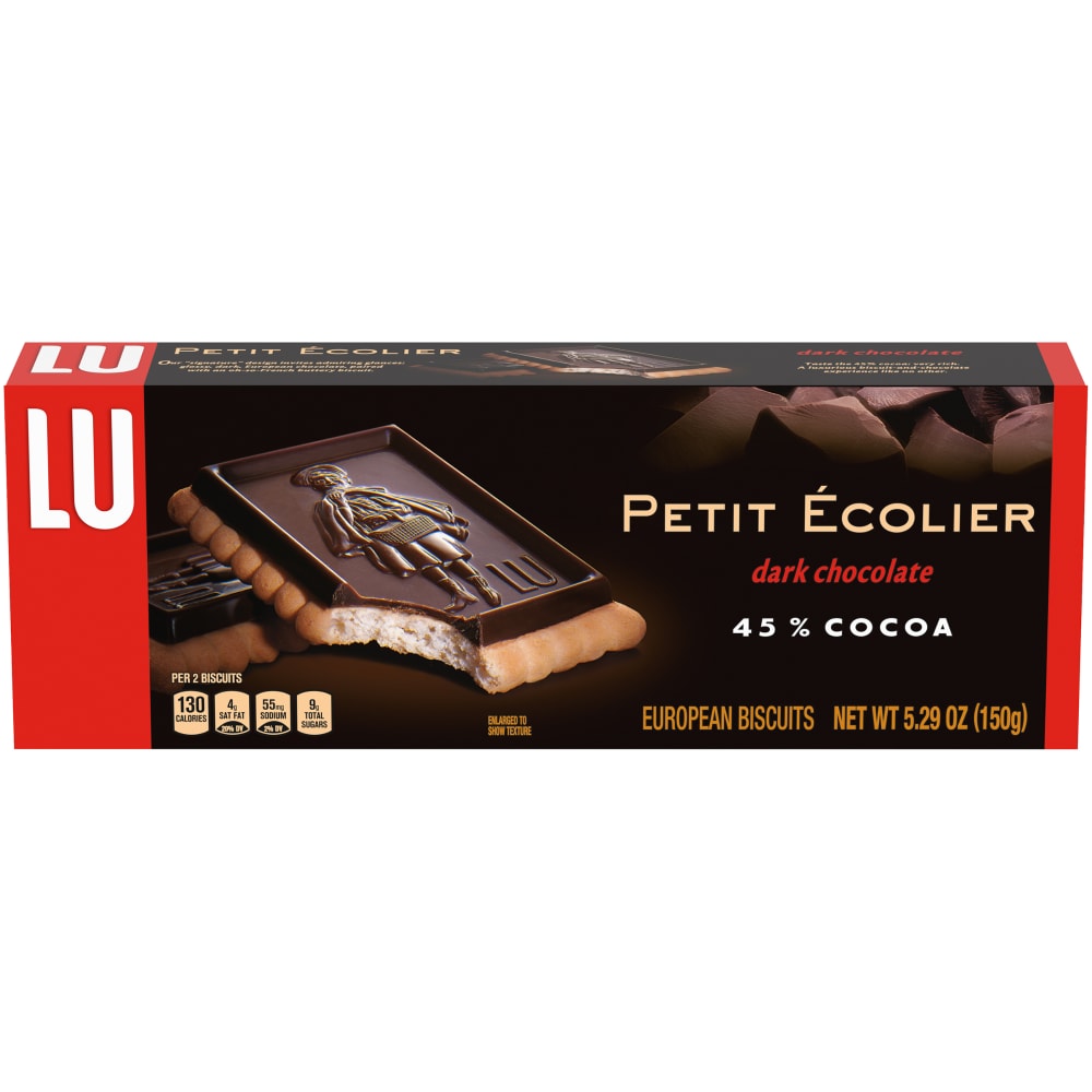 Lu Petit Ecolier European Dark Chocolate Biscuit Cookies, 45% Cocoa