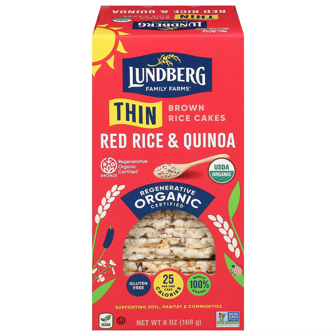 Lundberg Organic Thin Stackers, Red Rice & Quinoa, Salt-Free, Thin Multigrain Rice Cakes, Gluten-Free, Vegan, Healthy Snacks