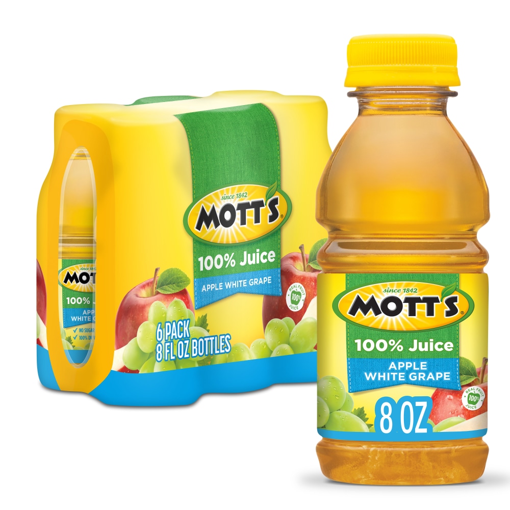 Mott's No Sugar Added 100% Apple White Grape Juice Bottles