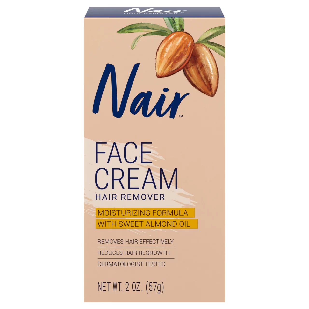 Nair Moisturizing Facial Hair Removal Cream With Sweet Almond Oil, #1 Depilatory Cream For Face