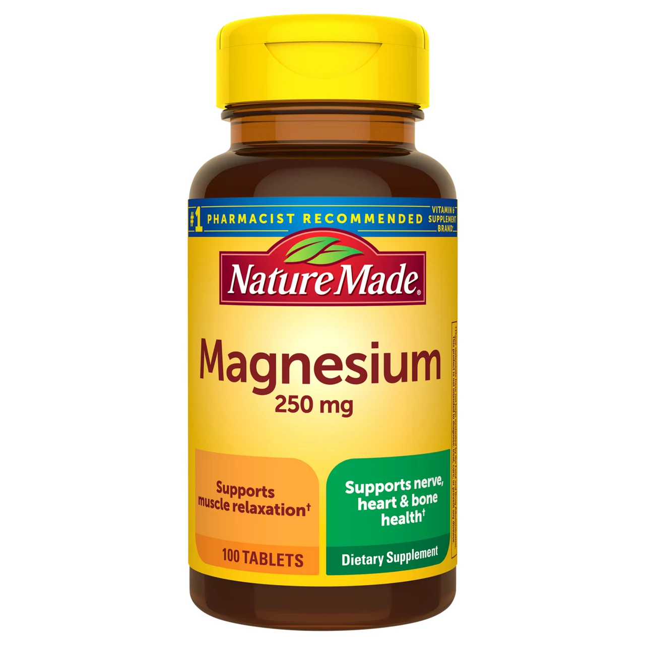 Nature Made Magnesium 250mg Muscle Bone Nerve and Heart Health Tablets - 100ct
