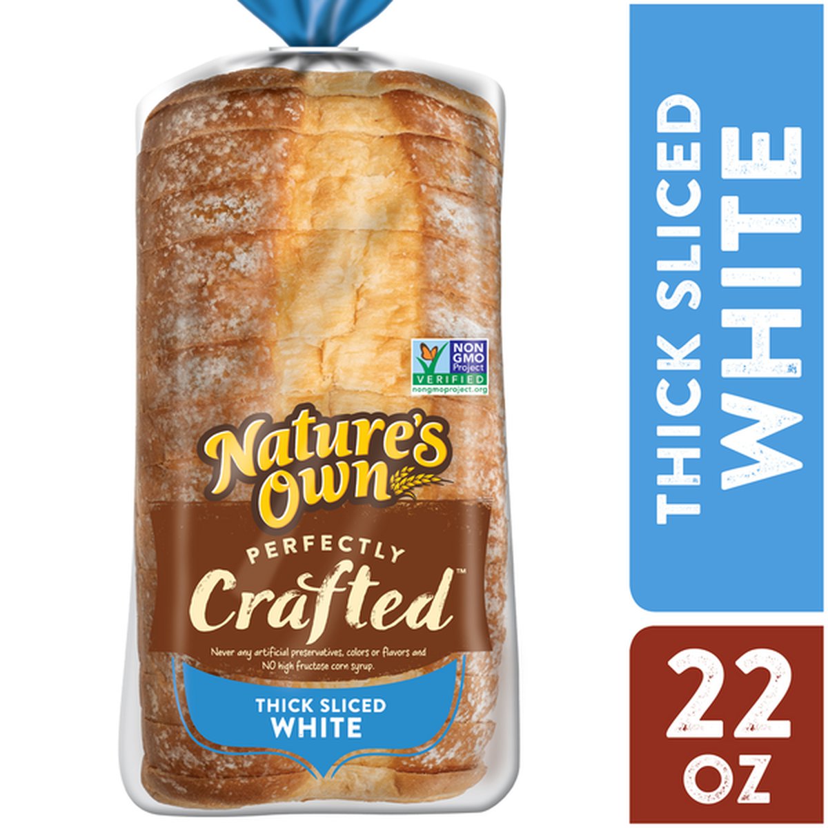 Nature's Own Perfectly Crafted White Bread, Thick Sliced Non-GMO Sandwich Bread