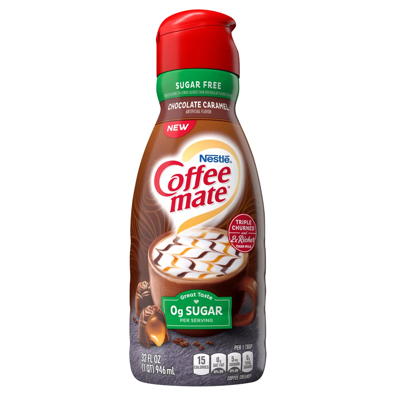 Nestle Coffee-mate Sugar Free Chocolate Caramel Liquid Coffee Creamer - 32 FZ