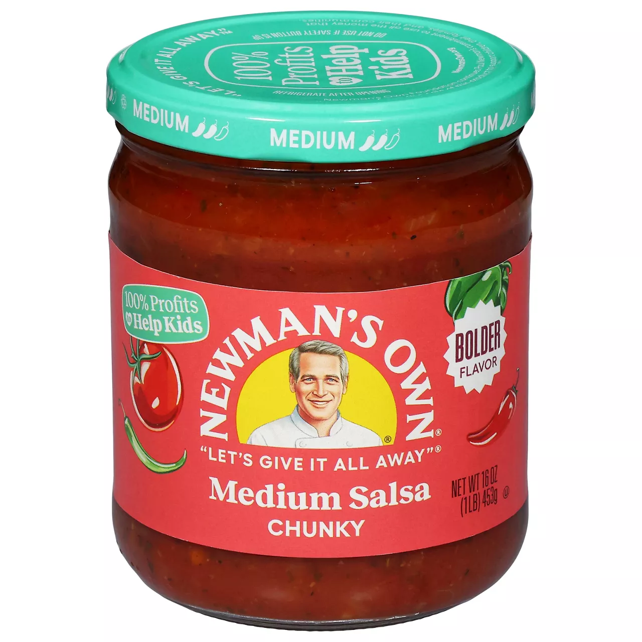 Newman's Own Salsa, Chunky, Medium, Bolder Flavor
