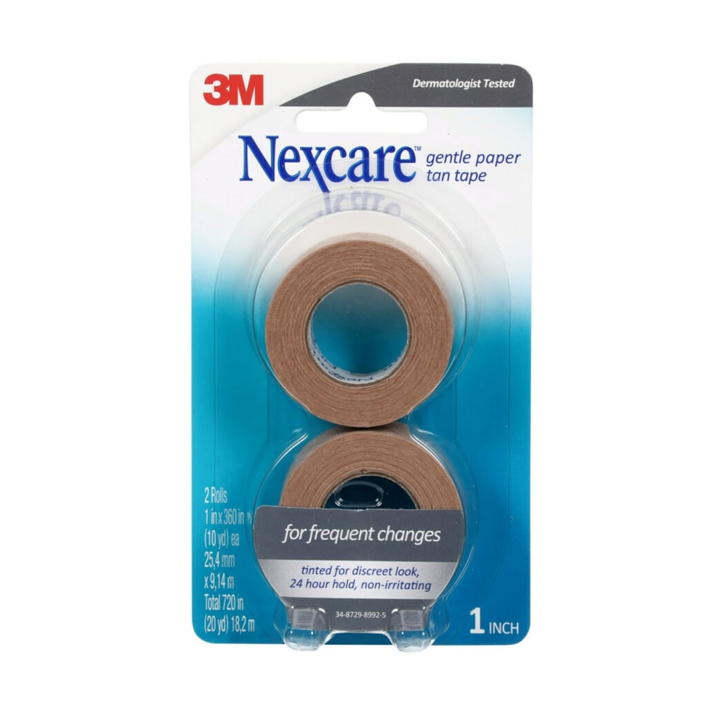 Nexcare Gentle Paper First Aid Tape 2PK, Tan, 1 in x 10 yds