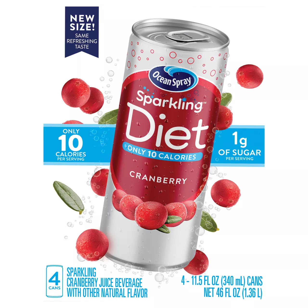 Ocean Spray Juice Beverage, Cranberry, Sparkling, Diet