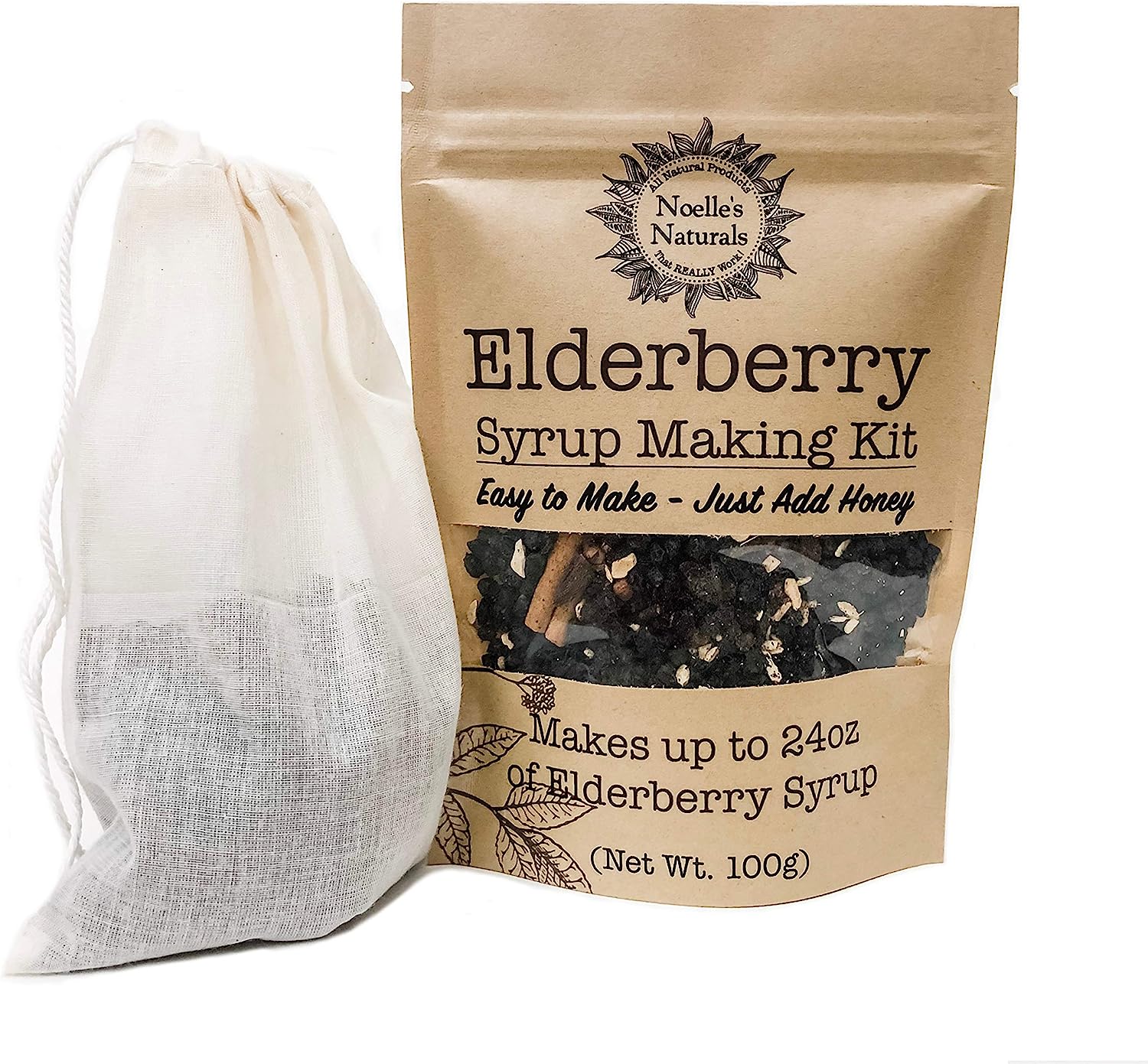 of Syrup - Includes Free Brew Bag - DIY - Natural Immune Support - Organic Elderberries - Ginger - Cloves - Cinnamon Sticks - Organic Spices