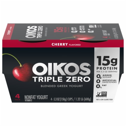 Oikos Triple Zero Greek Yogurt Blended Nonfat Cherry - 4