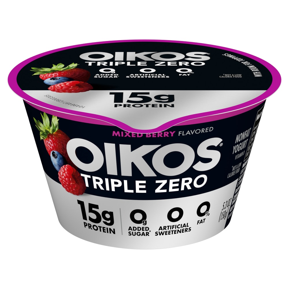 Oikos Triple Zero Mixed Berry High Protein Nonfat Greek Yogurt Cup