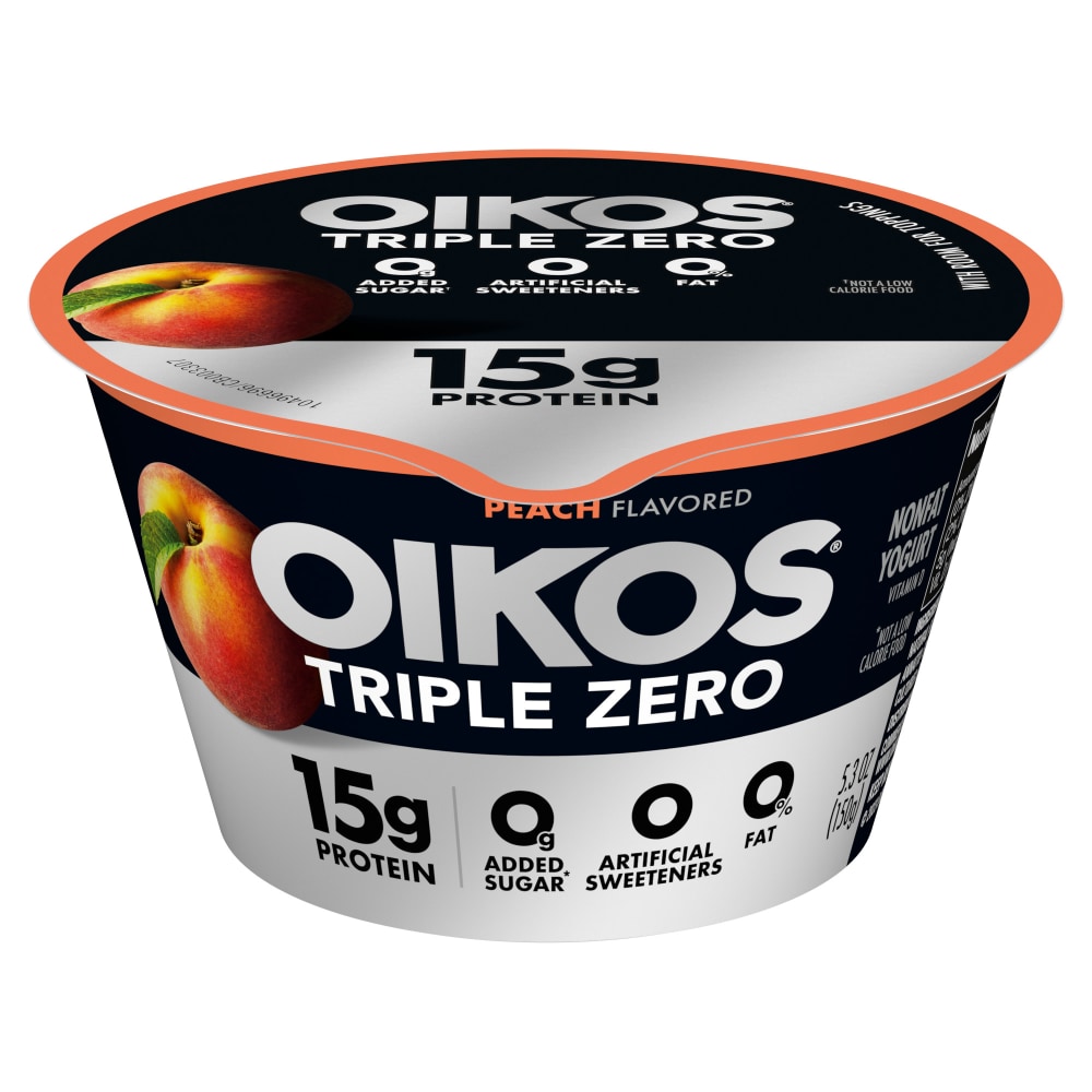 Oikos Triple Zero Peach High Protein Nonfat Greek Yogurt Cup