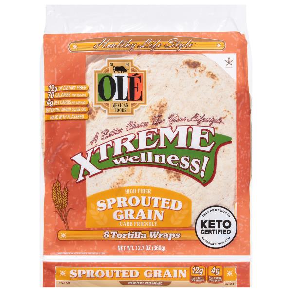 Ole Mexican Foods Xtreme Wellness! Tortilla Wraps, Sprouted Grain, High Fiber, Carb Friendly