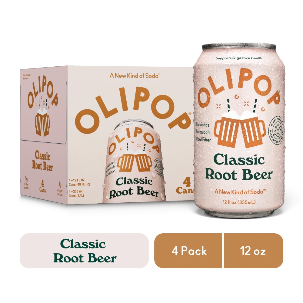 Olipop Prebiotic Soda 4 pk Cans - Classic Root Beer