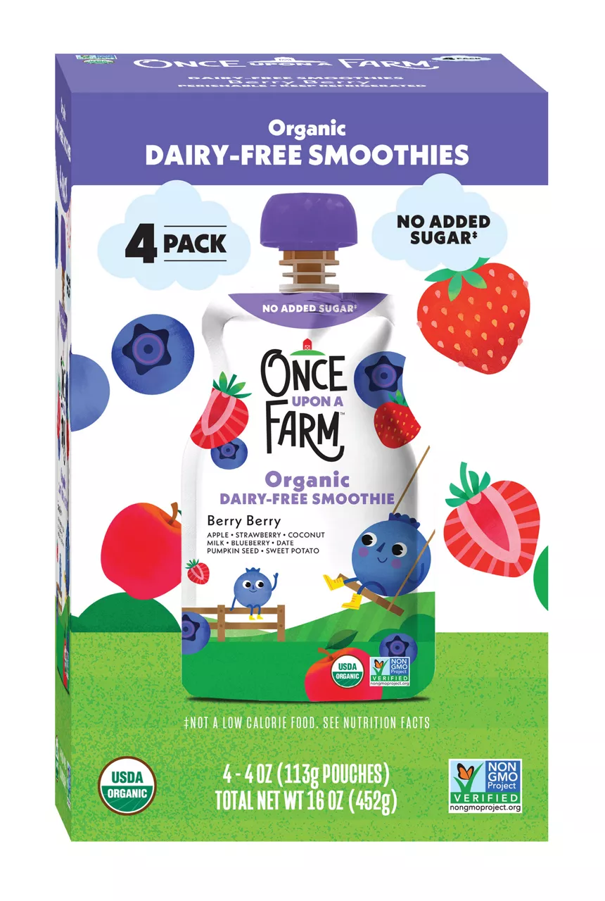 Once Upon a Farm Berry Berry Organic Dairy-Free Kids Smoothie Pouch