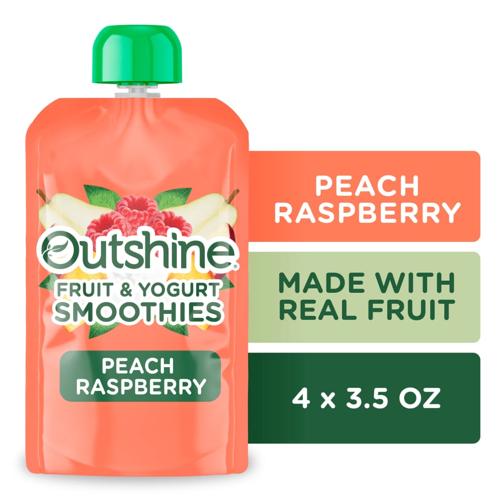 Outshine Fruit & Yogurt Smoothie Peach Raspberry Smoothie Pouch On The Go Snack