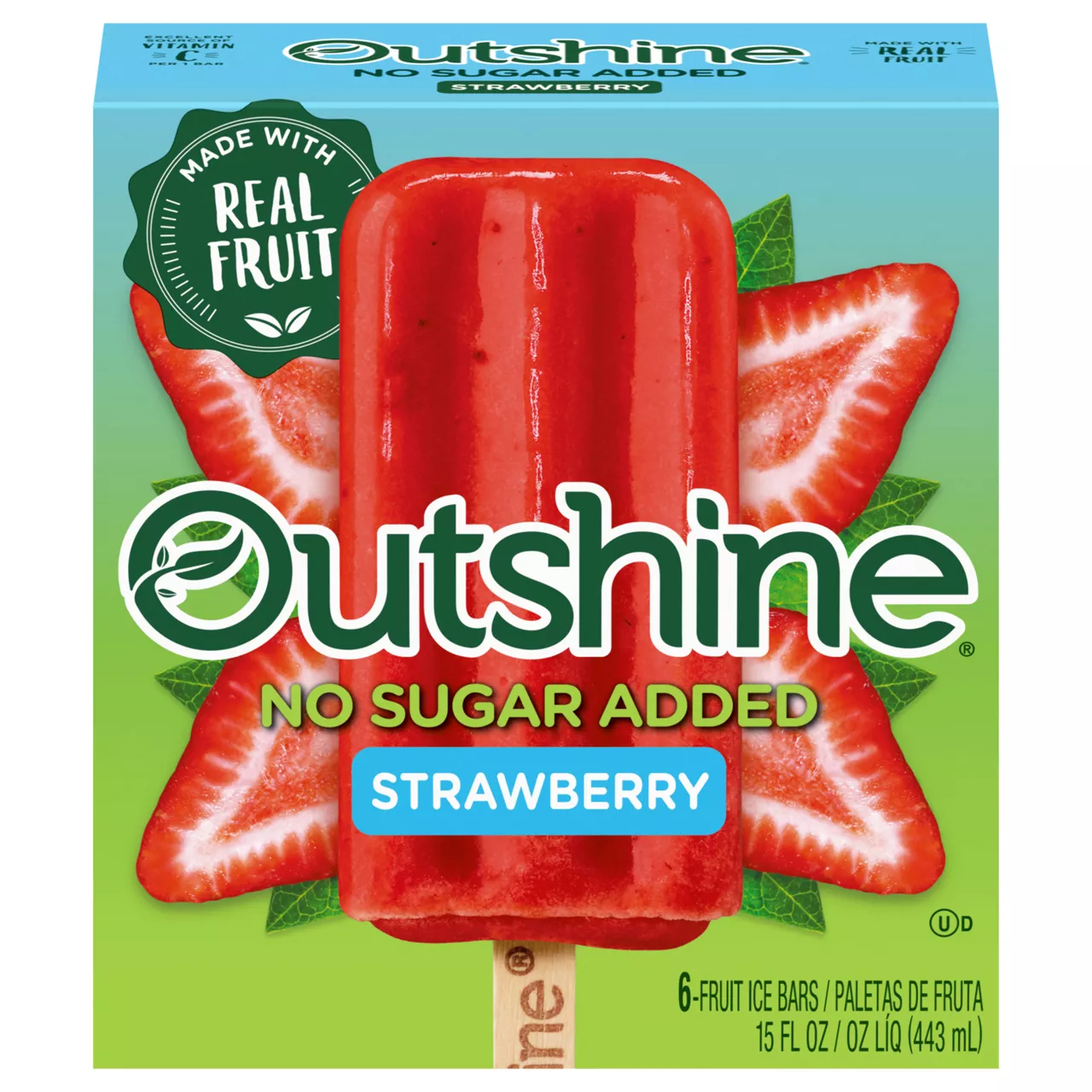 Outshine No Sugar Added Strawberry Frozen Fruit Bar - 6ct
