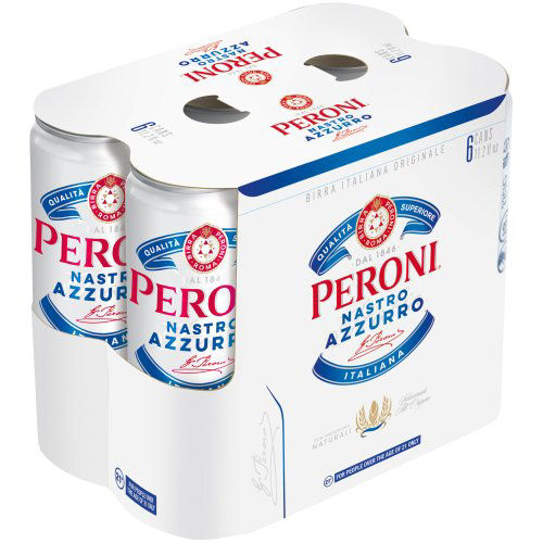 Peroni Nastro Azzurro Italian-Style Lager Beer 5.0% ABV, 6 Pack