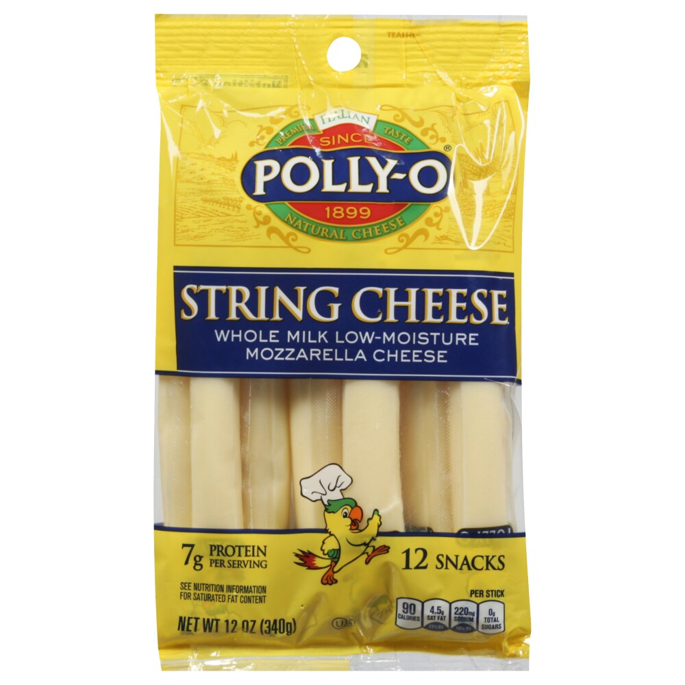 Poly String Cheese Polly-O Creamy String Cheese Mozzarella Snacks Whole Milk, 12 ct Sticks