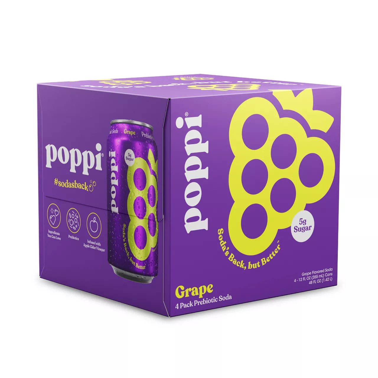 Poppi Grape Prebiotic Soda Cans