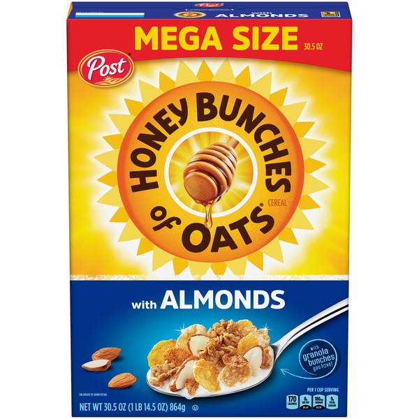Post Honey Bunches of Oats with Almonds Breakfast Cereal, Mega Family Size Cereal