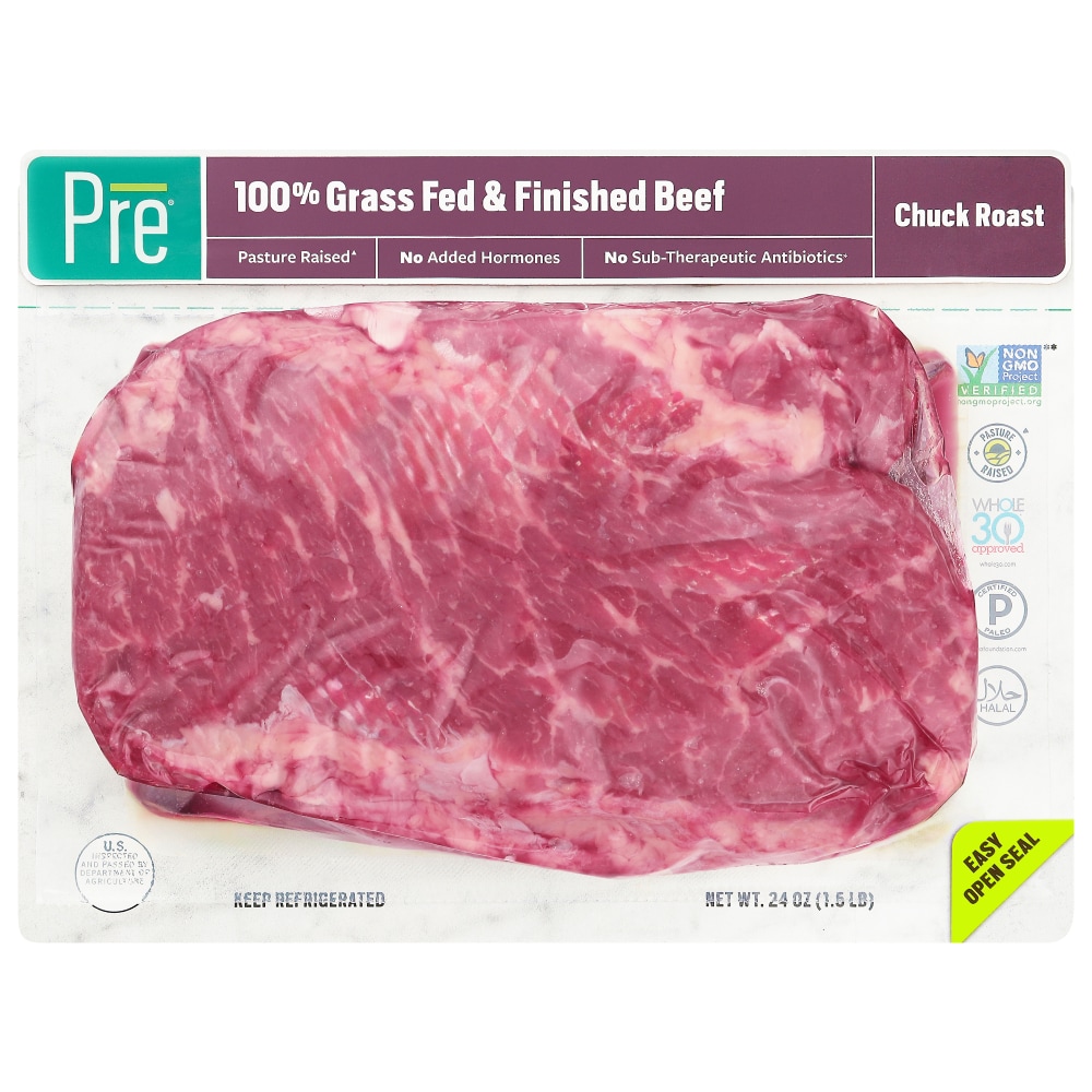 Pre, Chuck Roast – 100% Grass-Fed, Grass-Finished, and Pasture-Raised Beef –