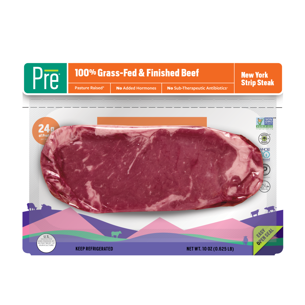 Pre, New York Strip Steak  100% Grass-Fed, Grass-Finished, and Pasture-Raised Beef 