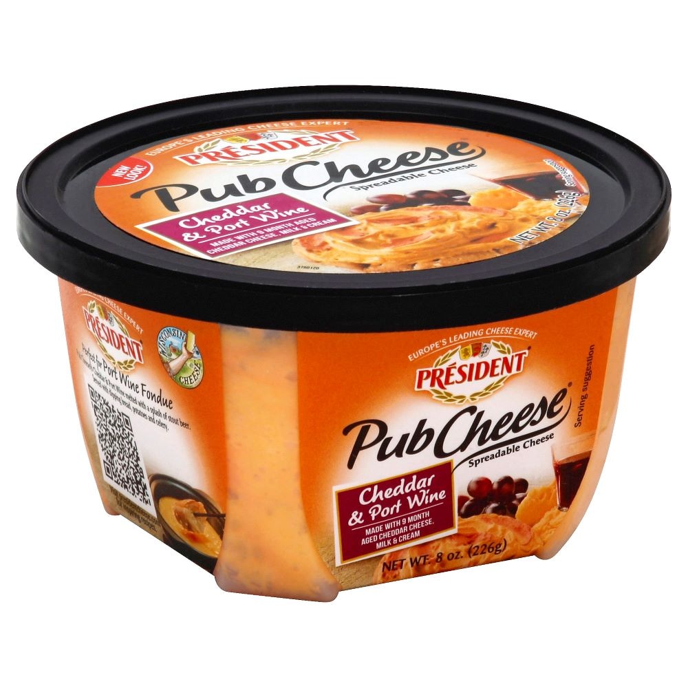 Pub Cheese by President President Sharp Cheddar & Port Wine Spreadable Pub Cheese