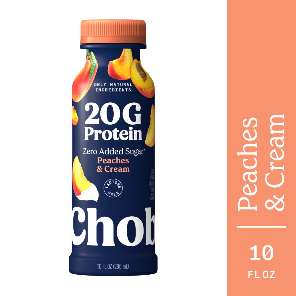 Chobani Protein Drink, Zero Added Sugar, Greek Yogurt, Peaches & Cream