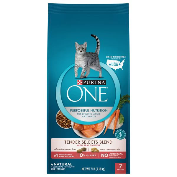 Purina ONE Natural Dry Cat Food, Tender Selects Blend With Real Salmon
