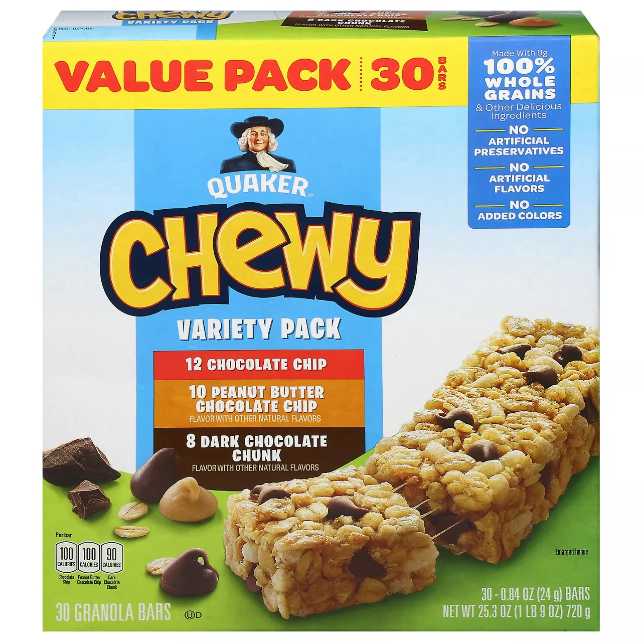 Quaker Chewy Variety Pack, Granola Bars, 30 Count